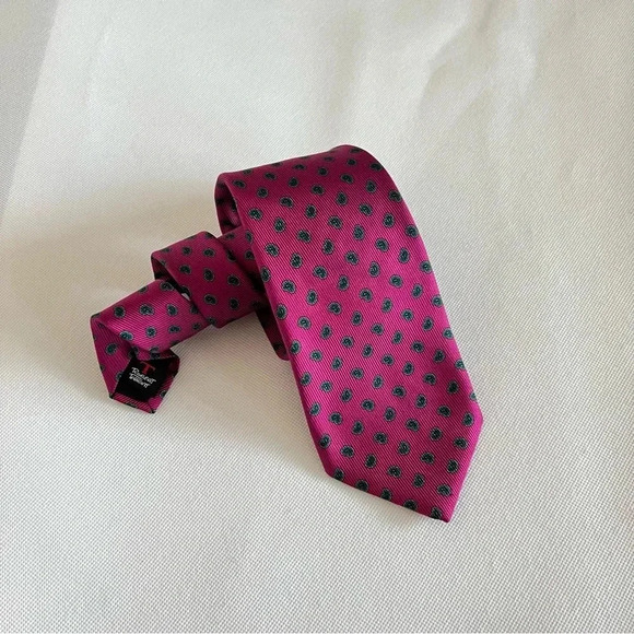 Robert Talbott For Nordstrom Necktie Geometric Print Fuchsia/Green Finest Silk - Picture 1 of 6